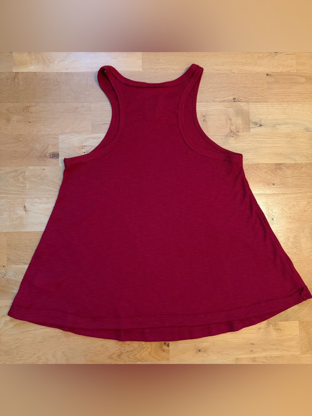 Free People Super Soft, Oversized Red Ribbed Racerback Tank, XS - Picture 2 of 6